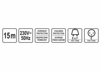 STHOR Подовжувач мережевий на котушці : l= 15 м, 4 гнізда, 3-жильний, Ø= 1 мм², IP44  | 82691