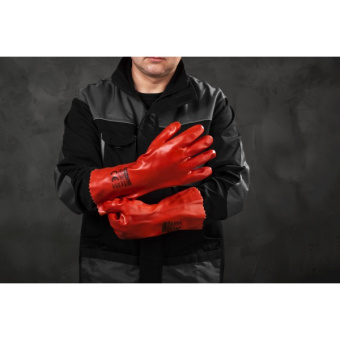 Рукавиці з ПВХ покриттям бензомаслостійкі КВІТКА PRO Industrial (10"/ XL) (110-1205-10-IND)