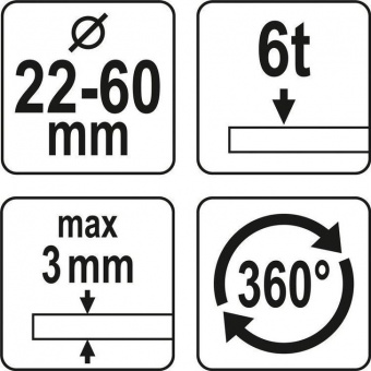 YATO Пробійник гідравлічний для отворів YATO по листовому металу t≤ 3 мм, Ø= 22-60 мм  | YT-18900