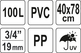 FLO Бак збірний дощової води з ПВХ : 100 л, Ø=3/4", Ø40 x 78 см, стійкий до УФ променів  | 89700