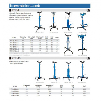 KING TONY Стойка трансмиссионная 0,5 тонны,высота подъема: 1900мм | 9TYZ1421-05A-B