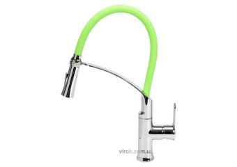 FALA Змішувач води "FLEXIBLE-2"для раковини з гнучкою зеленою лійкою, регулюв.потоку води,l=60 см(DW