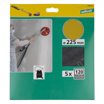 Wolfcraft Шлифовальная сетка К 120 на липучке (5 шт.) Ø 225 // 2287000