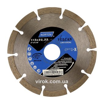 NORTON Диск алмазний VULCAN UNI сегментний: Ø= 115/ 22.23 мм (DW) | 70V201
