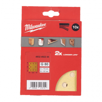 MILWAUKEE Шлифовальные листы HP 115 X 107 H&L GR 80 - 10 PCS | 4932492244