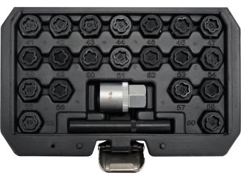 Торцеві головки до гвинтів колісних дисків авто BMW YATO: з квадратом- 1/2", компл. 22 шт [20]