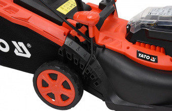 YATO Газонокосарка на 4-х колесах акумул. YATO: 2х Li-Ion 18В 2 Агод, обрізн діап.Ø=34см, ємність 35