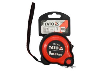YATO Рулетка YATO: L= 8м x25мм, з сталевою стрічкою, нейлоновим покриттям, подвійним блокуванням  | 