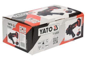 YATO Шліфмашина кутова акумуляторна YATO 2Li-Ion, 18В, 3АГод, для диска Ø=125мм, з зарядним пристроє