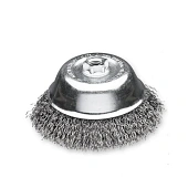Щетка чашечная 75хМ14х2.0, гофрированный стальной провод 0.35 мм, 12500 об / мин LESSMANN