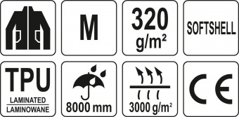 YATO Куртка робоча SOFTSHELL YATO розмір M, чорно-темно-сіра, 3 кишені, 96% поліестер і 4% спандекс 