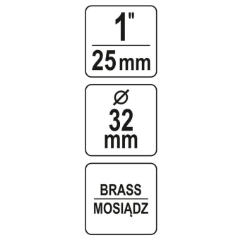 YATO Штуцер для сполучення водяного насоса з шлангом YATO; "ялинка" FI 25- різьба М32, латунний  | Y