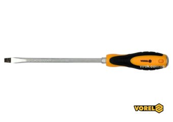 VOREL Викрутка плоска ударна з 6-гранним стержнем : SL8 х 200 мм, HRC 38-46, Cr-V  | 62167