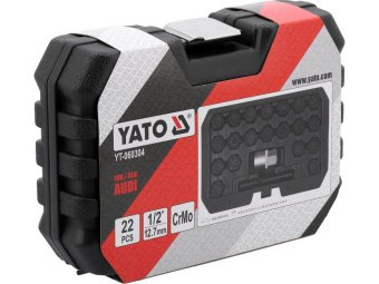 Торцеві головки до гвинтів колісних дисків авто AUDI YATO: з квадратом- 1/2", компл. 22 шт [20]