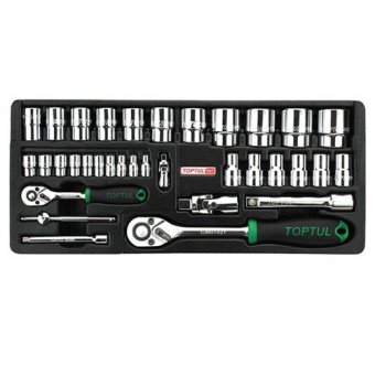 Набор головок с трещоткой 1/4", 1/2" 34ед. (в ложементе) TOPTUL GCAT3401