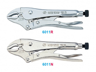 KING TONY Зажим с фиксатором L=140 мм закругл., хром | 6011-05R