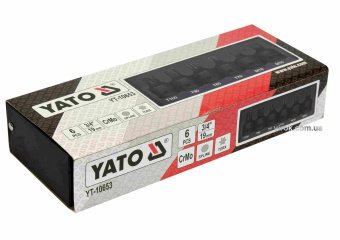 Набір насадок викруткових ударних YATO: TORX/SPLINE T70-100, M16-M18. квадрат 3/4". Cr-Mo. 6 Од [10]