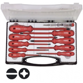 FELO Набор отверток высоковольтных 1000 В + тестер + кейс // 60011096