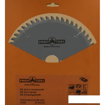 Диск пильный универсальный 210х2.8х2.2х30 мм, Z=54, форма зуба TF (TCG), поперечный рез PROFITOOL
