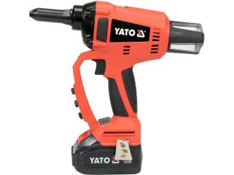 Заклепочник акумуляторний безщітковий YATO: Li-Ion 18 В 3АГод, 20 kN, для заклепок Ø= 2,4-5,0 мм [4]