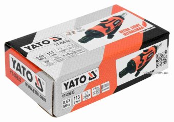 YATO Шліфмашина пневматична, пряма YATO зі шпинделем Ø= 6 мм, Ø= 1/4", 6.3 Bar, 113 л/хв  | YT-09633