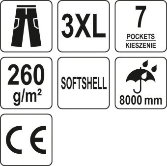 YATO Штани робочі для літнього сезону, чорні YATO, розмір 3XL; 7 кишень, 94%- поліестер, 6%-еластан 