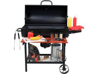 Гриль прямокутний вугільний LUND, 71х 34,5см, на 4 ніжках (з 2 колесами) з кришкою; 104х66х95/108 см