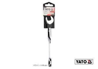 YATO Ключ ріжково-накидний, кручений 90° з тріщаткою YATO : М= 15 x 201 мм, HRC 40-45, Cr-V  | YT-01