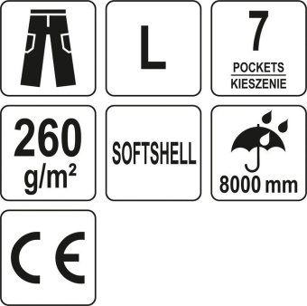 YATO Штани робочі для літнього сезону, чорні YATO, розмір L; 7 кишень, 94%- поліестер, 6%-еластан  |