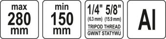 YATO Штатив тринога YATO телескоп (2 секціі) . кріплення 5/8", з штангою 70мм. H= 150-280 мм. алюмін