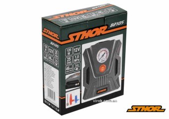 STHOR Компресор автомобільний : 12 В, 120 Вт, 25 л/хв, тиск- 1 МПа + шланг 46 см, 3 насадки  | 82105