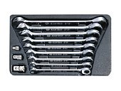 KING TONY Набор ключей рожково-накидных с трещоткой 12ед. 10-19мм и переходники на 1/4", 3/8", 1/2" 