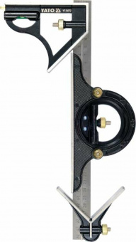 YATO Кутник багатофункційний на смузі YATO 300 мм з кутоміром 45 | 90 | 180 градусів і центруючим ку