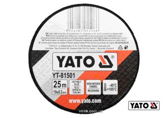YATO Стрічка ізоляційна ХБ YATO 25м x19x0.3 мм (тканинна) t= -40°С +105°С для мотання пучків кабелів