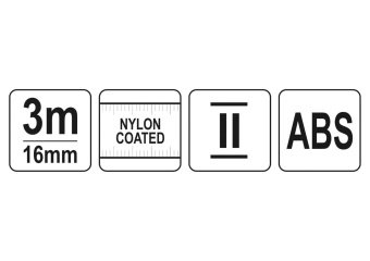 YATO Рулетка YATO : L=3м x16мм, з сталевою стрічкою, нейлоновим покриттям, подвійним блокуванням  | 