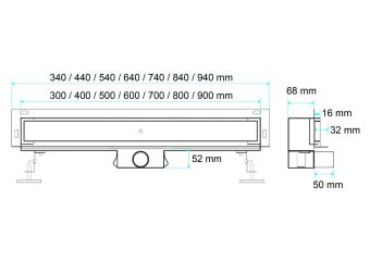 FALA Трап стіновий зливний з нержавіючої сталі "BRICK" ; 50х 4х 5 см  | 75352