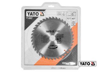YATO Диск пиляльний победітовий по дереву YATO: 210х30x3.2x2.2 мм, 40 зубців, R.P.M до 8000 1/хв  | 