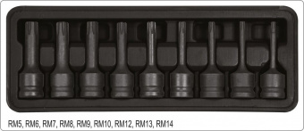 YATO Набір насадок викруткових ударних YATO : RIBE M5-M14. квадрат 1/2" CrMo, 9 Од + кейс | YT-10681