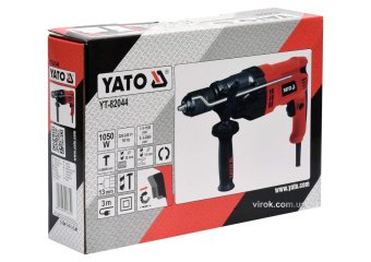 YATO Дриль ударний мережевий YATO: P=1050Вт,з самозатиск. металевим патроном для свердл Ø≤13мм,2режи