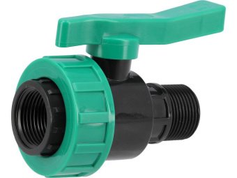 Кран кульовий до водяних пластикових труб  Ø= 1" Х 1" F/M-різьб FLO з поліпроп, для тиску 16Bar