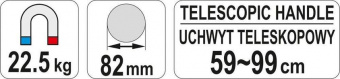 YATO Магнітний збирач металевих предметів YATO : l=59-99 мм, Ø-збирача 82 мм  | YT-0860