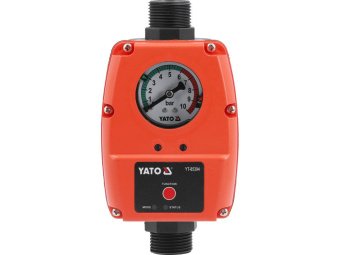 Реле тиску рідин YATO від ел. мережі 230В. макс. струм- 10А, макс./ стартовий тиск- 10/ 1-6 Bar [12]