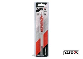 YATO Свердло по дереву YATO : Ø= 14 мм, L= 165 мм, HRC 40-45 з 4 пругами, HEX- 1/4"  | YT-44682