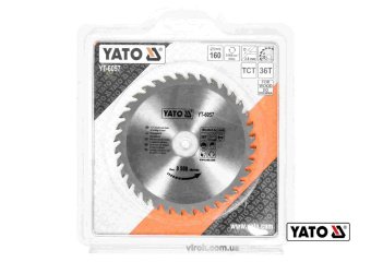 YATO Диск пиляльний победітовий по дереву YATO: 160х30х2.8х2.0 мм, 36 зубців, R.P.M до 9500 1/хв  | 