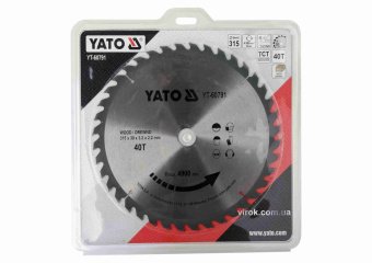 YATO Диск пиляльний победітовий по дереву YATO: 315x30x3.2x2.2 мм, 40 зубців, R.P.M до 4900 1/хв  | 