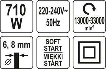 YATO Фрезер ручний по крайці ламінатів мережевий YATO: 710 Вт, цанга Ø= 6, 8мм, хід- 20мм, нахил- 45