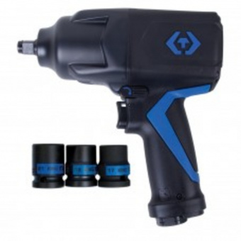 KING TONY Пневматический гайковерт 1/2" 1288 Нм, в комплекте 3 торцевые головки | P33481-095B