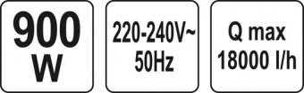 YATO Насос для брудної води мережевий YATO: 900 Вт, 18000 л/год, макс.висота- 8.9м, макс.глибина- 7 
