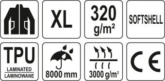 YATO Куртка робоча SOFTSHELL YATO розмір XL, чорно-сіра, 3 кишені, 96% поліестер і 4% спандекс  | YT