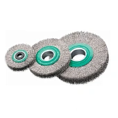 Щетка цилиндрическая 200х27х50 мм, Нержавеющая проволока 0.3 мм, 6000 об / мин LESSMANN